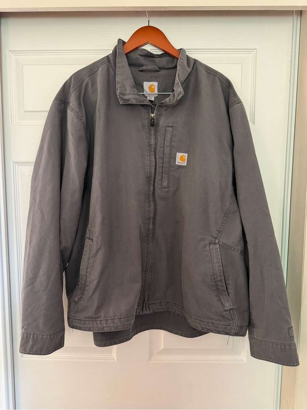Carhartt Faded Gray Work Jacket Full Zip Canvas Chore Coat Men’s 2XL